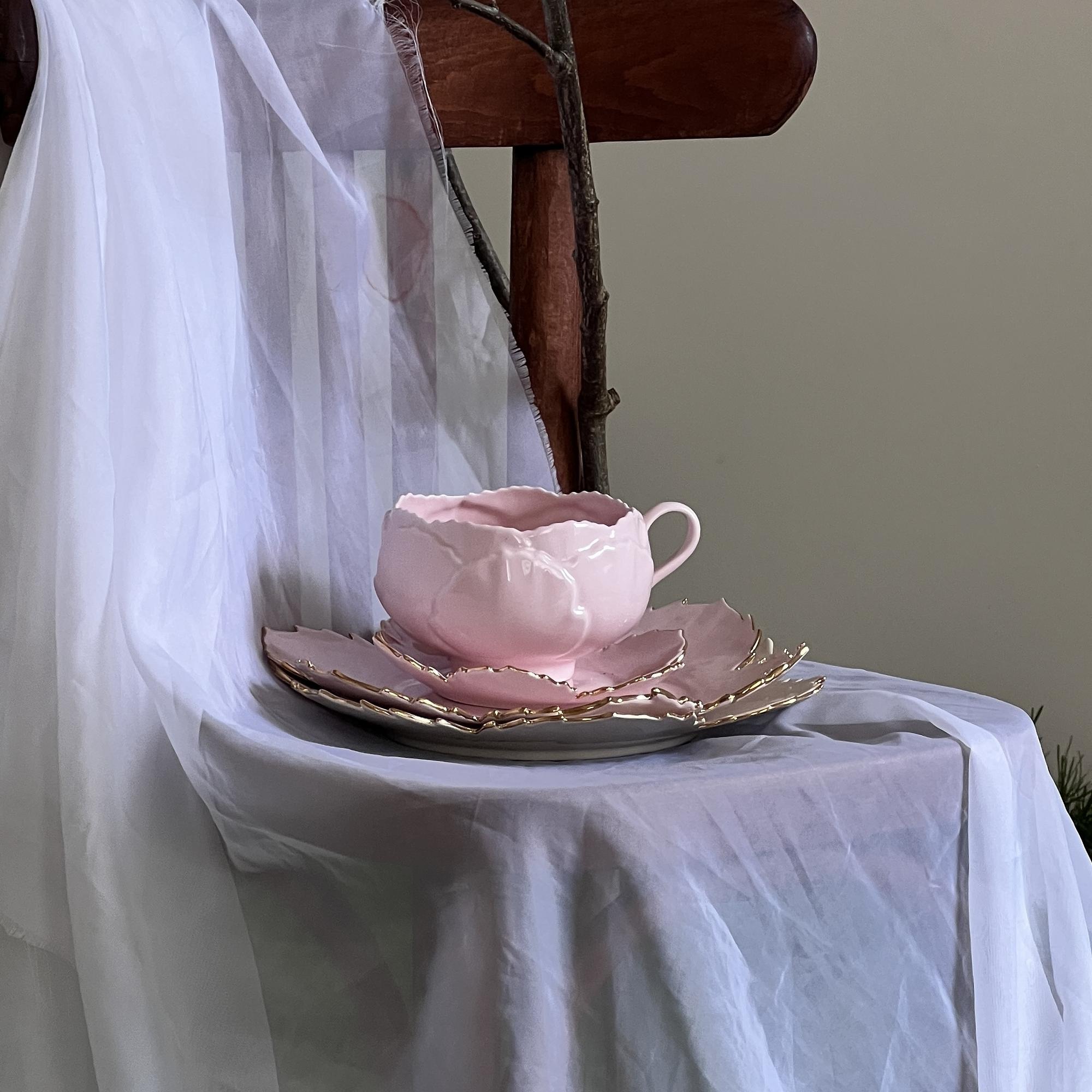 Чашка с блюдцем Балерина розовая