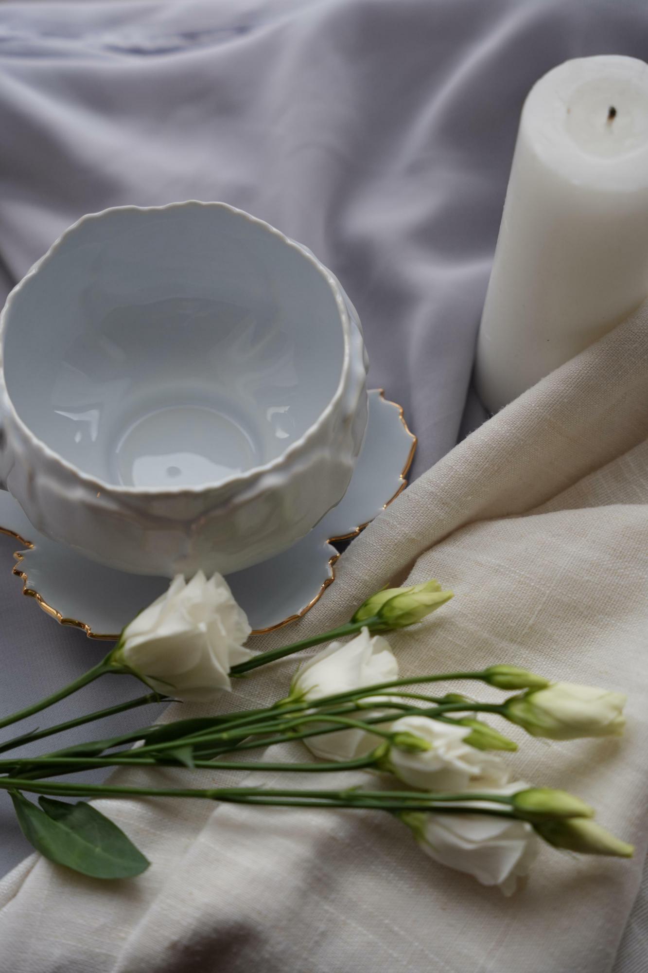 Чашка с блюдцем Балерина серо-голубая