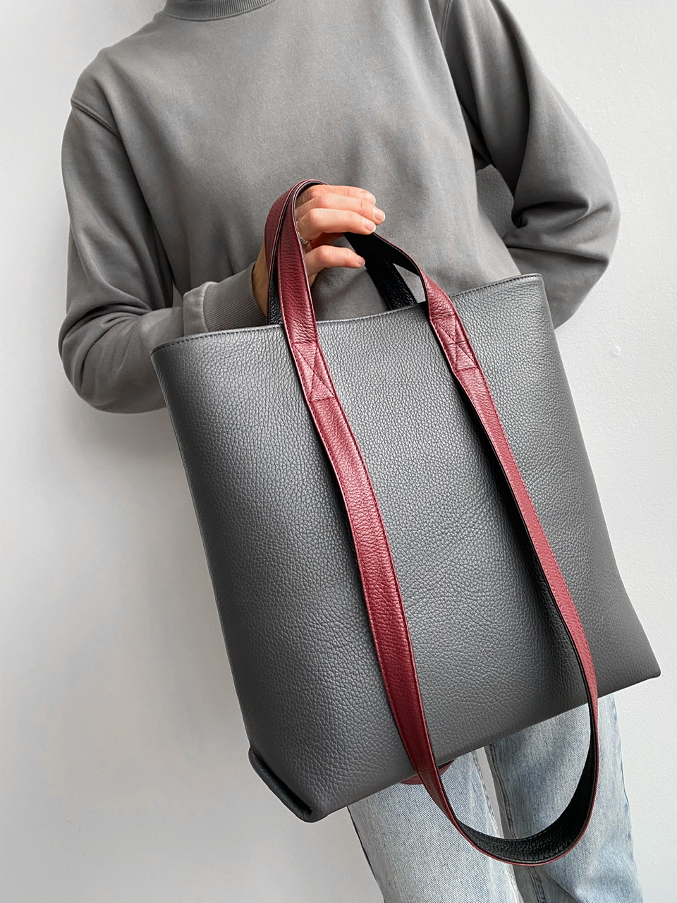 СУМКА LAURABAG  (ТЕМНО-СЕРЫЙ-БОРДО-ЧЕРНЫЙ)