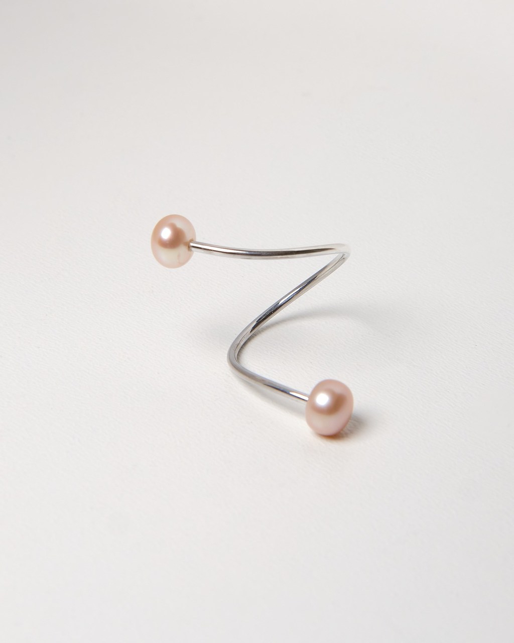 Pearls | витое кольцо с розовым жемчугом