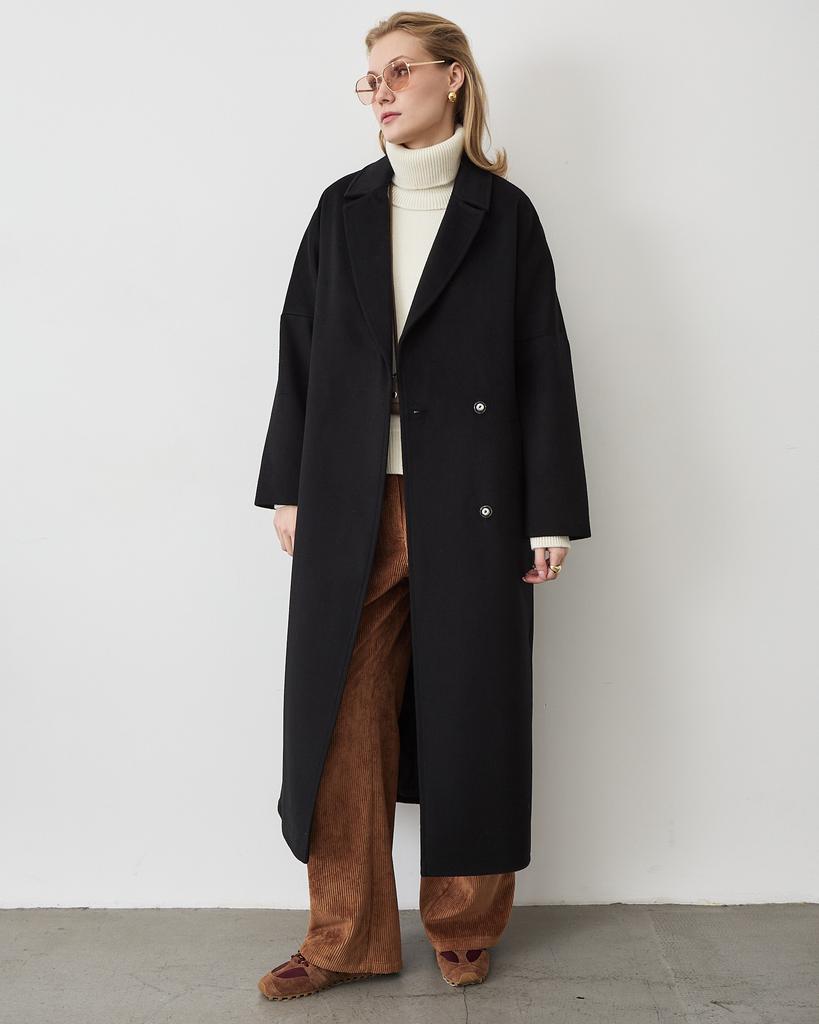 Пальто с боковыми разрезами (черное)