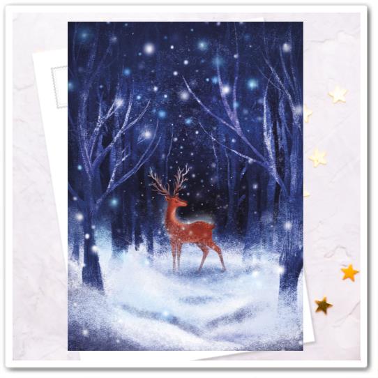 Олень в зимнем лесу