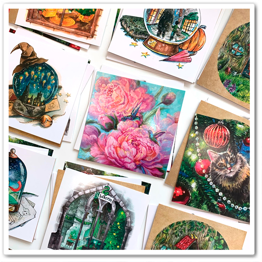 Квадратные открытки с уценкой, набор из 5 шт.