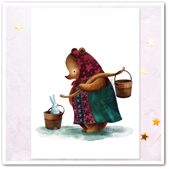 Миша и зайка. За водой