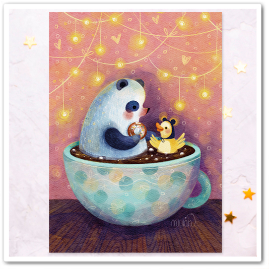 Панда и ее друг. Ванна с какао