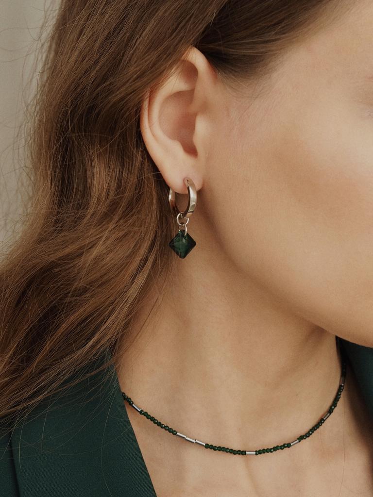 Серьги с подвесками Swarovski Emerald