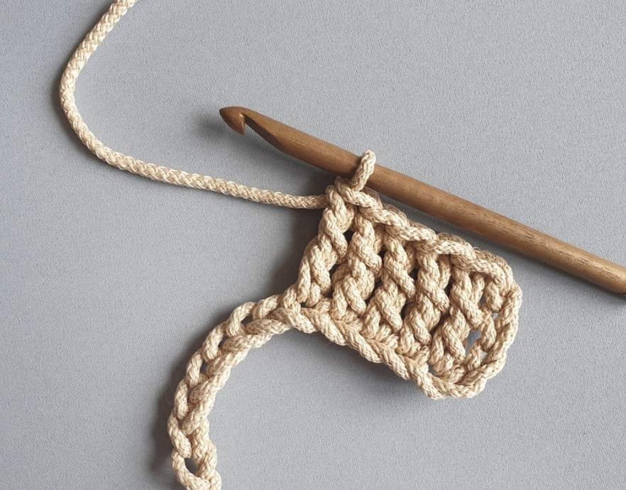 Вяжем столбик с двумя накидали