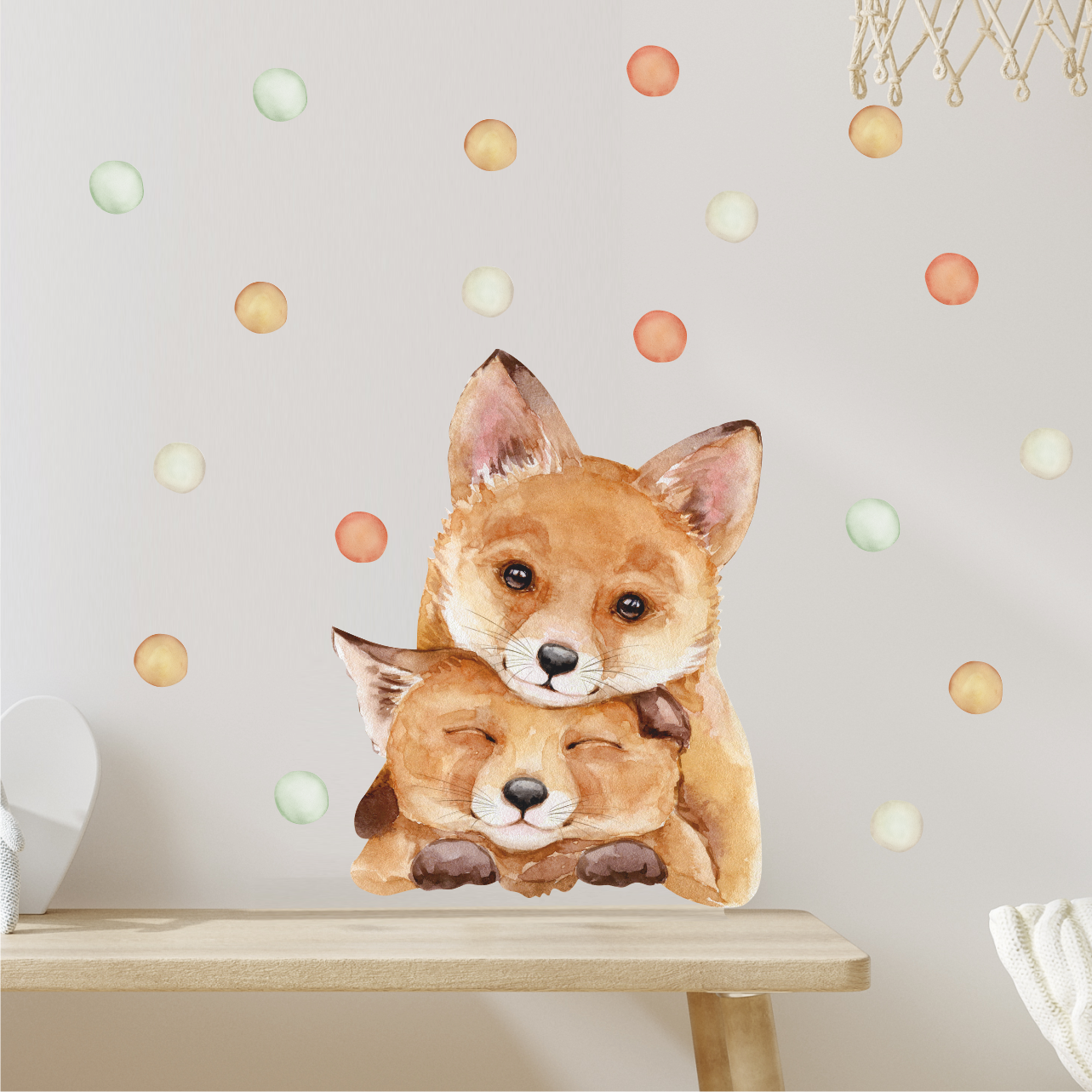 Декоративные Наклейки на стену " Лисята и горошек "