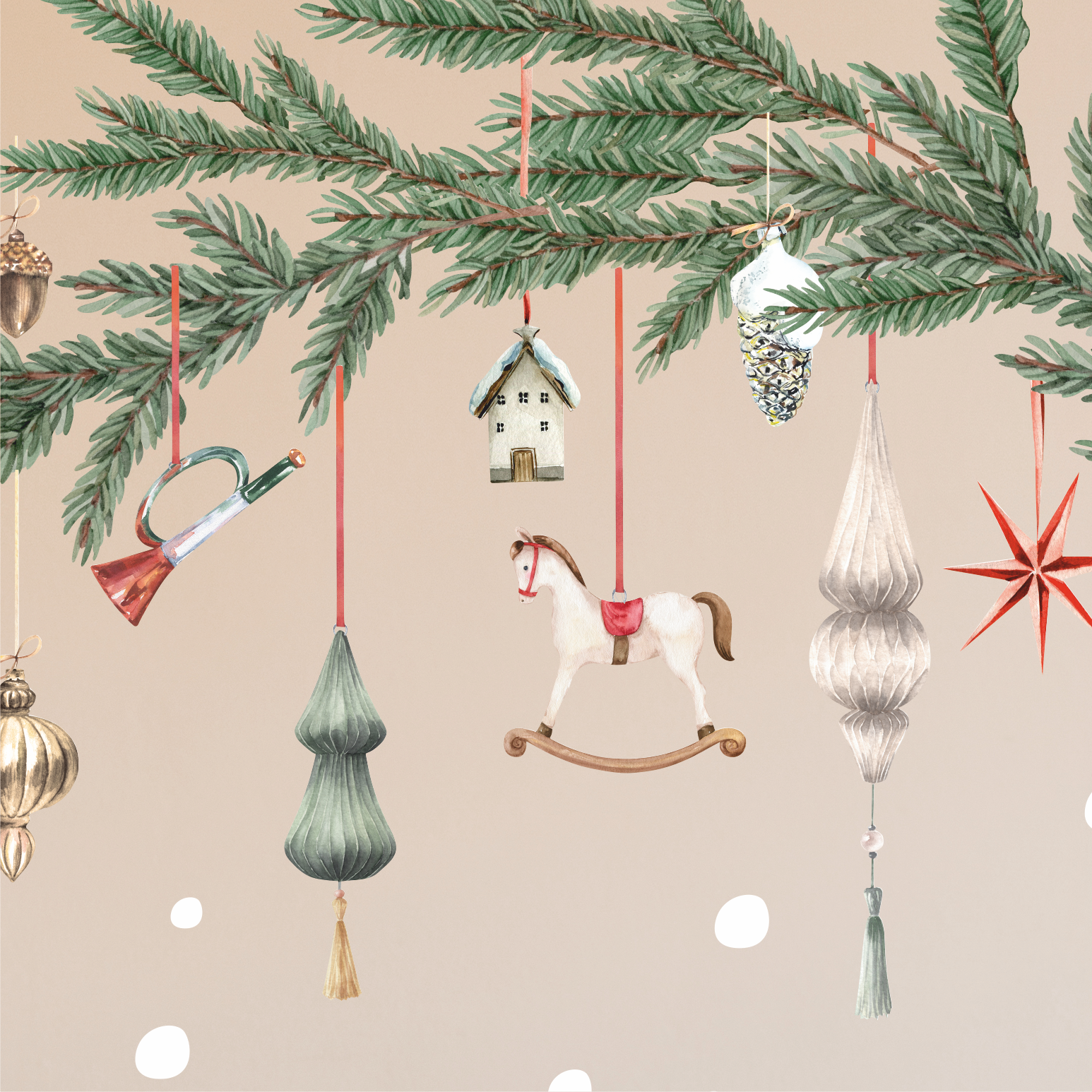 Наклейки на окно "Веточка с игрушками"