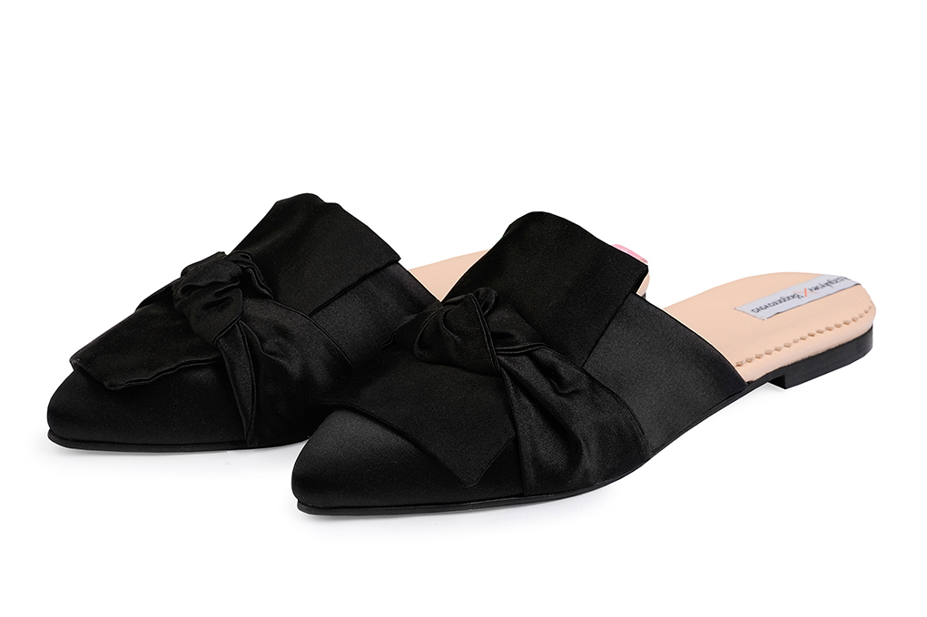 Мюли из шелка черные "Шерил"