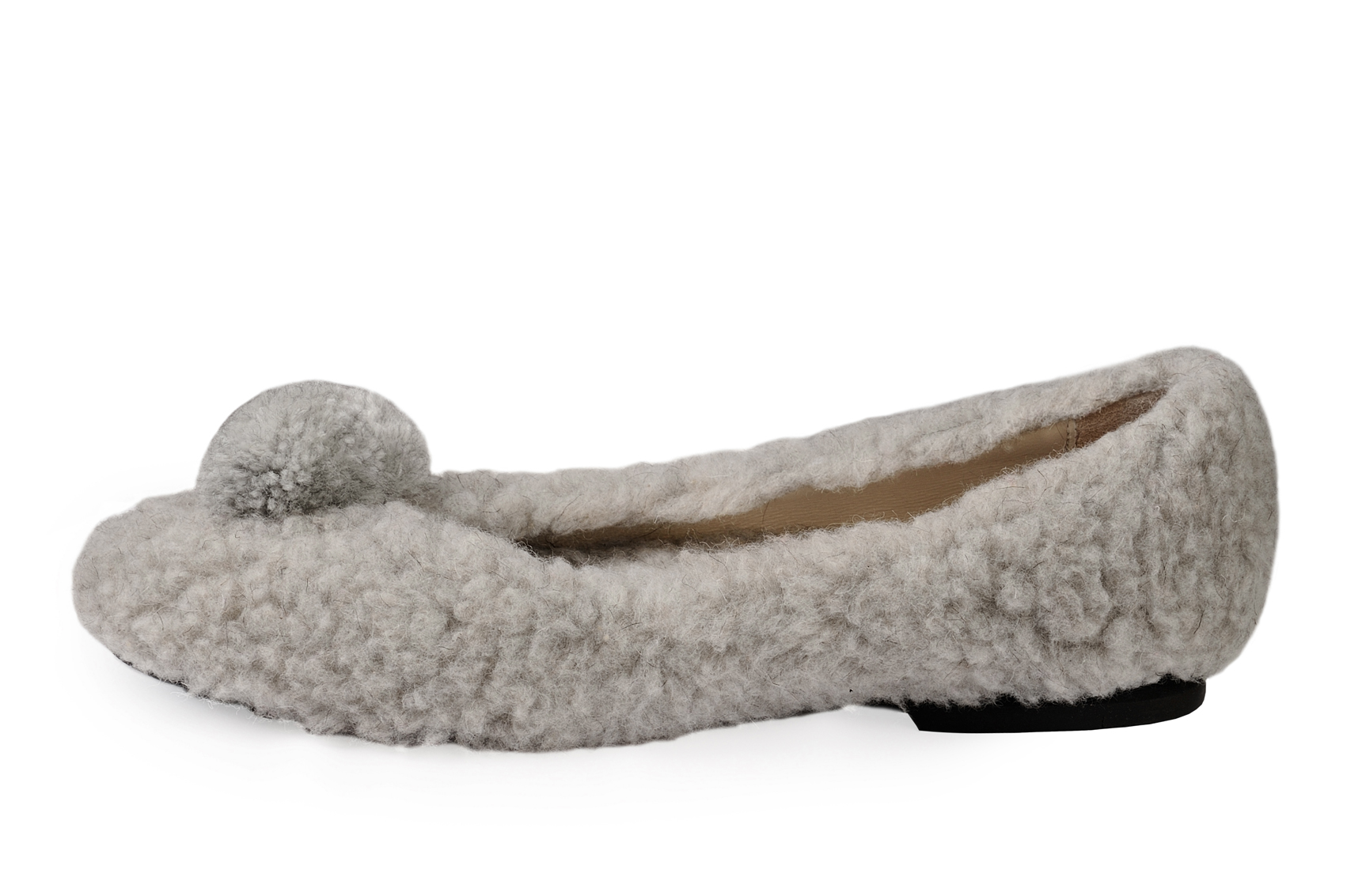 Балетки из шерстяного меха серые р 40,41