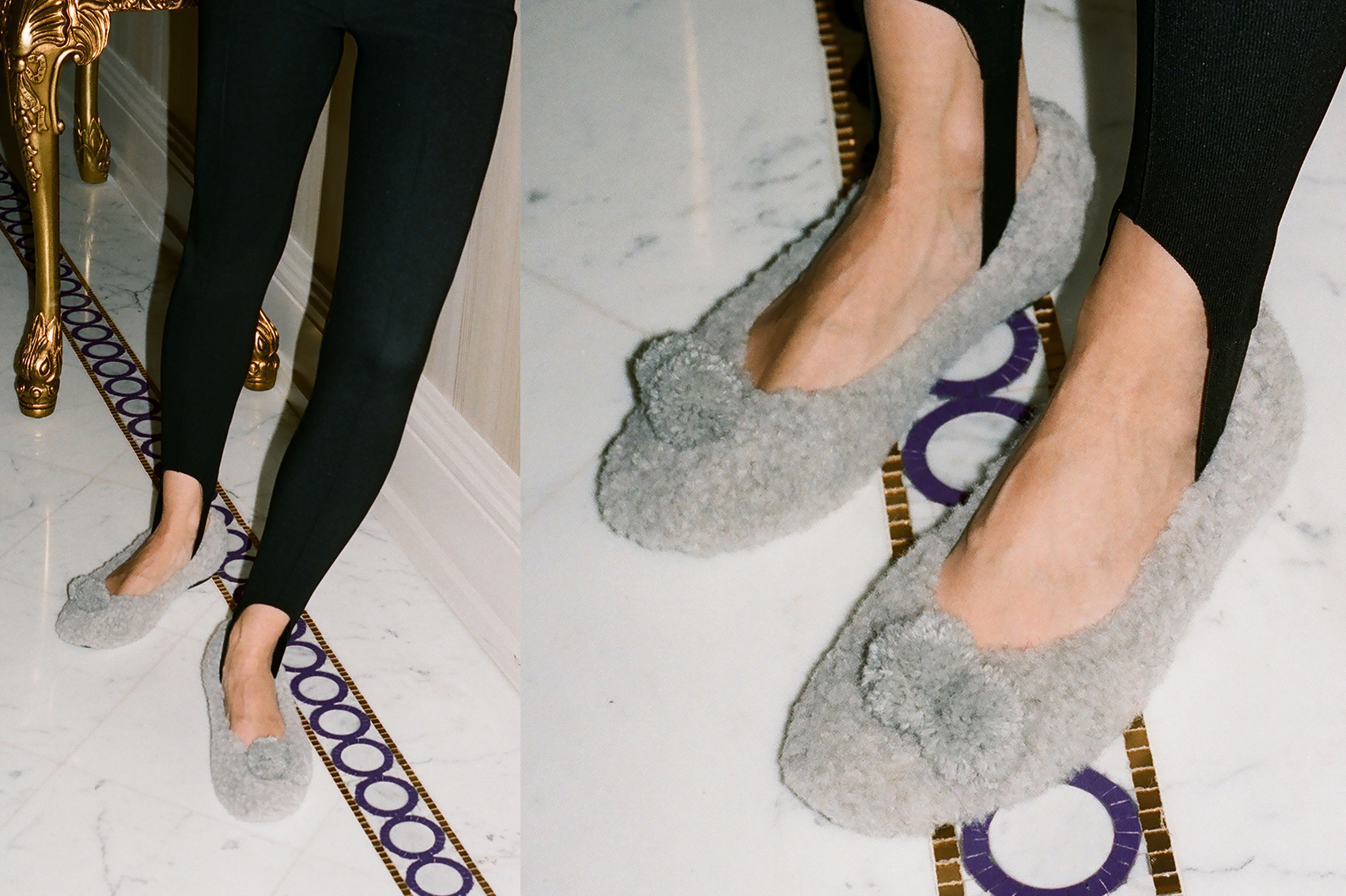 Балетки из шерстяного меха серые р 40,41