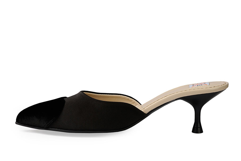 Мюли из шелка черные "Meril"