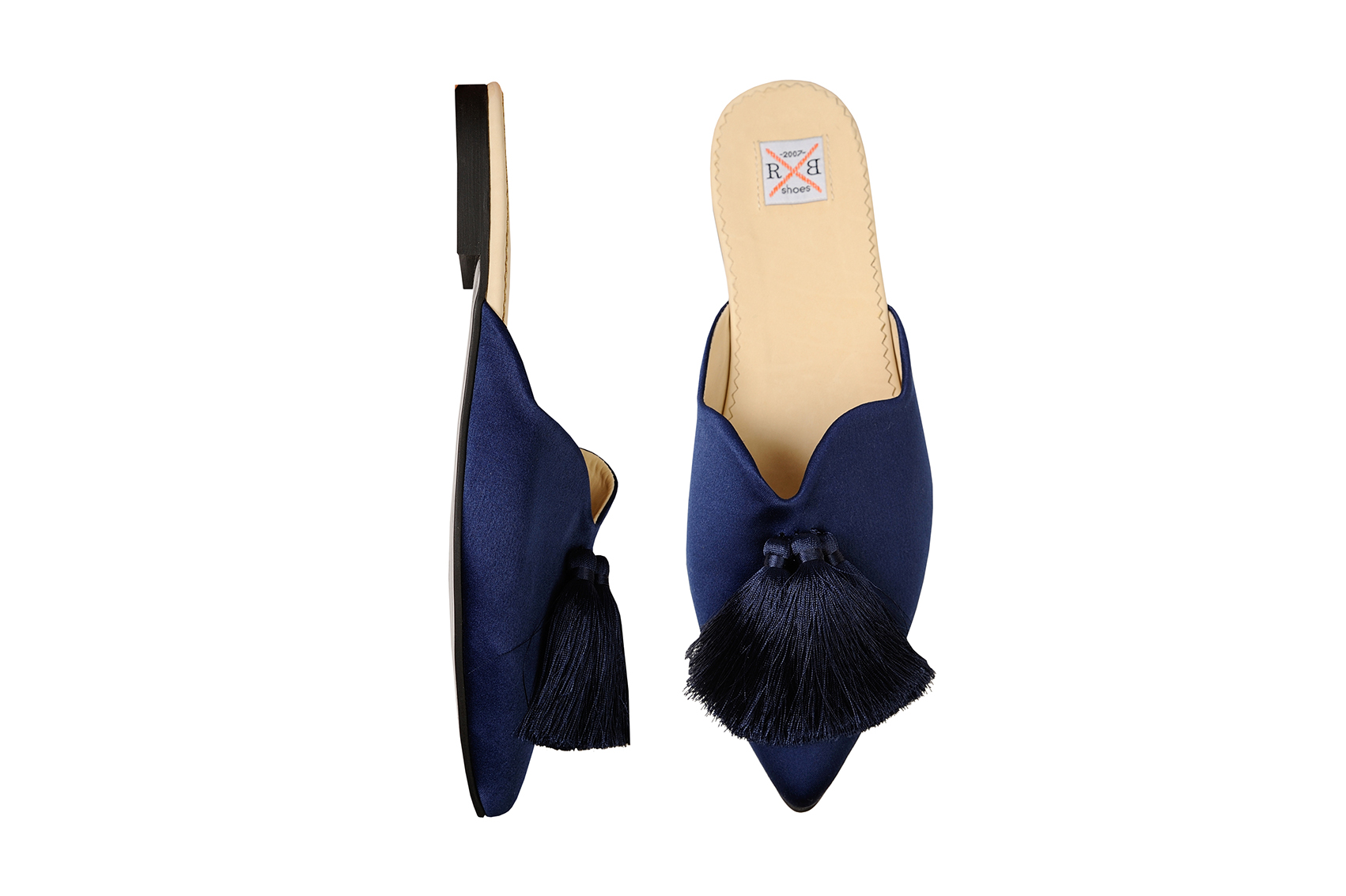 Мюли из шелка черничные "Игривые"