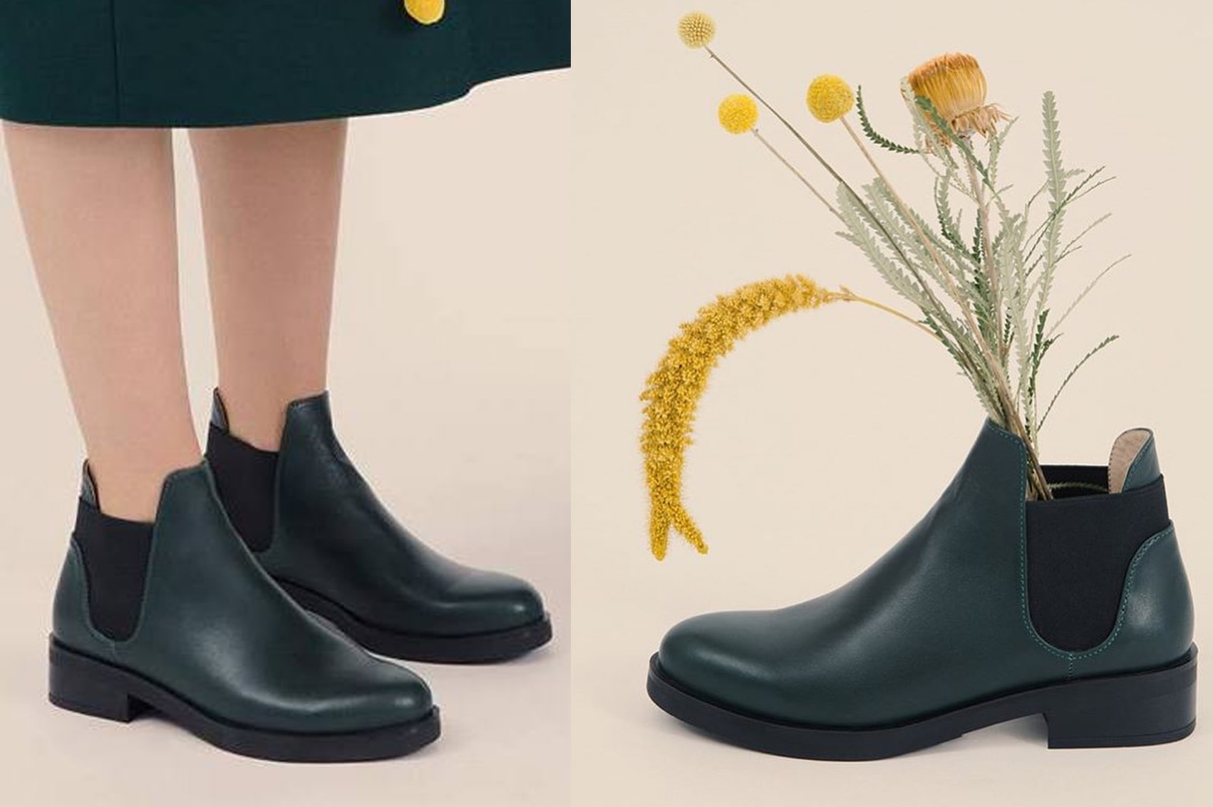 Ботинки кожаные зеленые "Челси" р. 36, 41