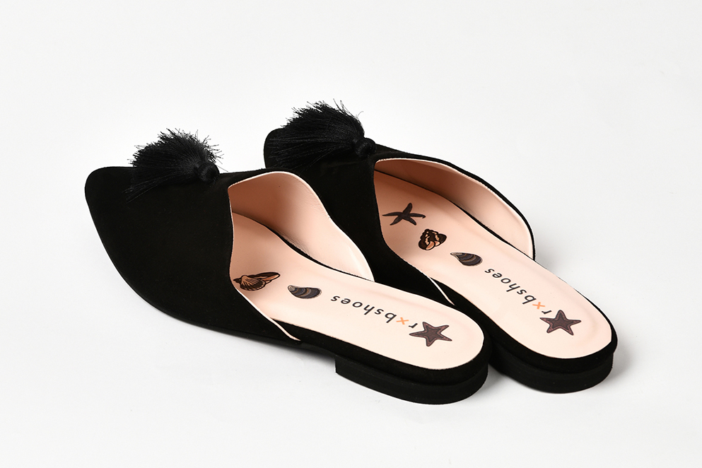 Мюли из замши черные с кисточками "Каскад"