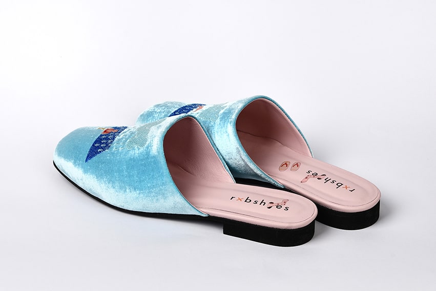 Мюли из бархата голубые "Облако"