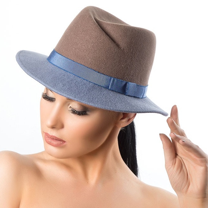 двухцветная шляпа, купить шляпу, купить фетровую шляпу, купить женскую шляпу, модная шляпа, голубая шляпа, коричневая шляпа, классическая шляпа, шляпа с полями, весенняя шляпа, осенняя шляпа, зимняя шляпа