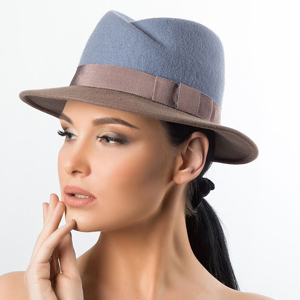 двухцветная шляпа, купить шляпу, купить фетровую шляпу, купить женскую шляпу, модная шляпа, голубая шляпа, коричневая шляпа, классическая шляпа, шляпа с полями, весенняя шляпа, осенняя шляпа, зимняя шляпа