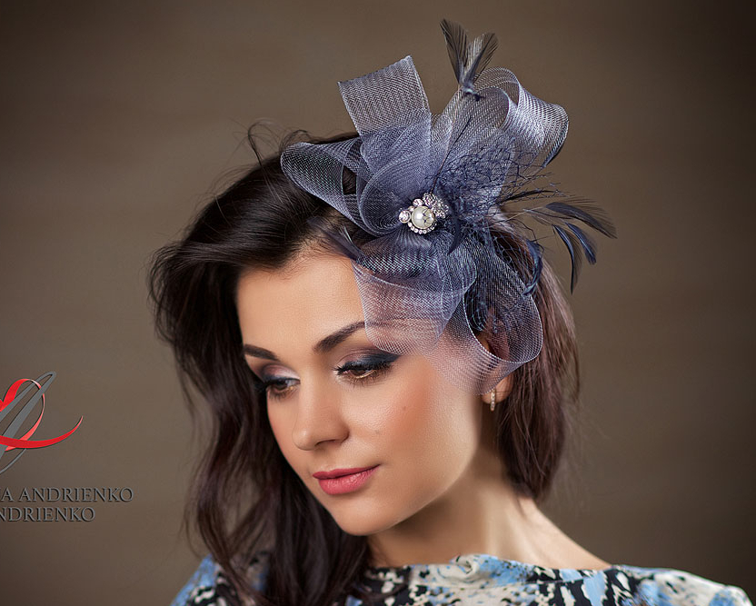 Анна Андриенко, ручная работа, вуалетка, вечерняя вуалетка, вуалетка с перьями, серая вуалетка, шляпка, вечерняя шляпка, купить вуалетку, купить шляпку, шляпки, шляпка для праздника, шляпка для скачек, шляпка с перьями, шляпка с вуалью, Anna Andrienko, hat, hats, millinery