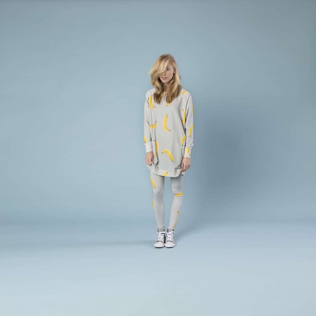 "Бананово-серый"  Платье и леггинсы Жен.