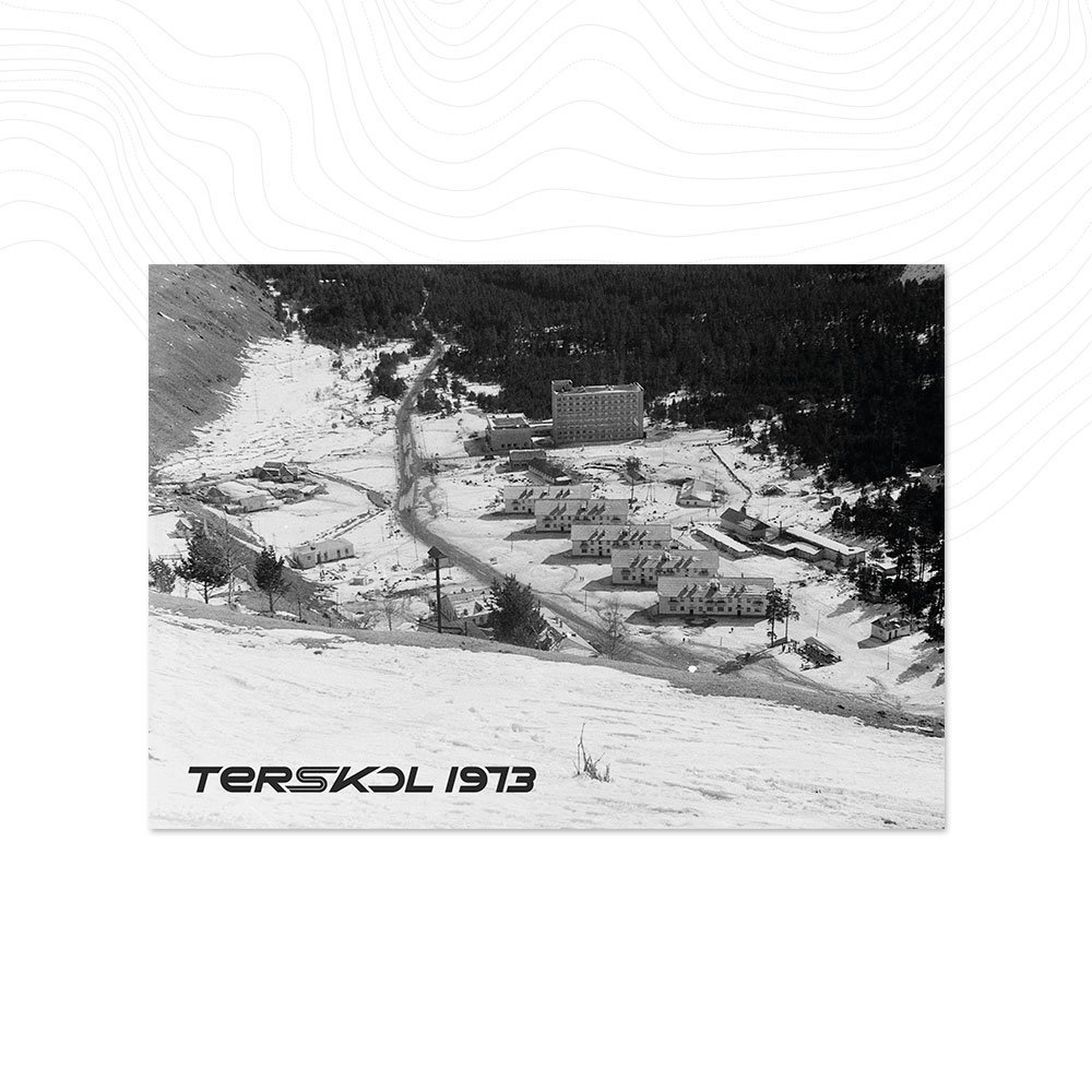 Открытка «Посёлок Терскол в 1973 г.»