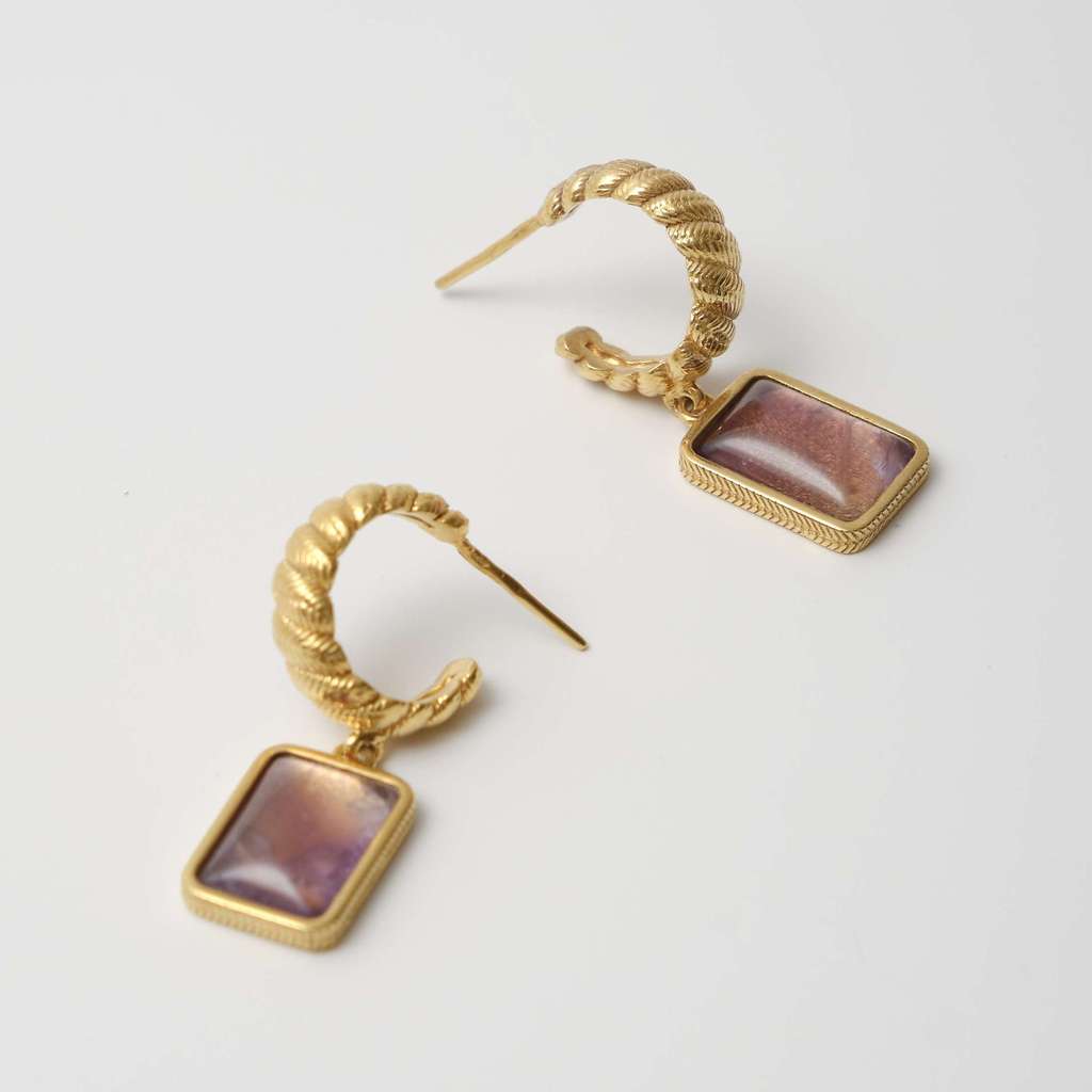PREMIUM COLLECTION: Серьги-хулахупы с аметистом DOLOMITI