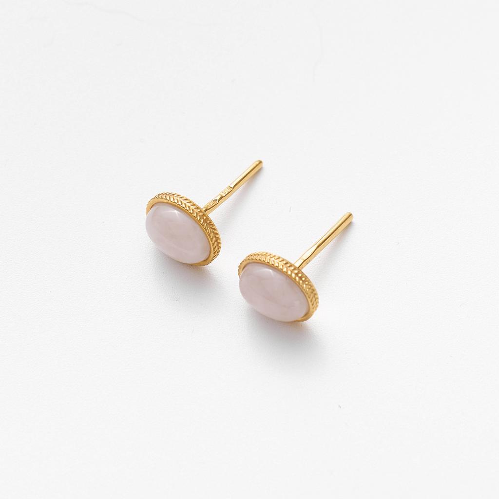 PREMIUM COLLECTION: Серьги-гвоздики BELLUNO с розовым кварцем