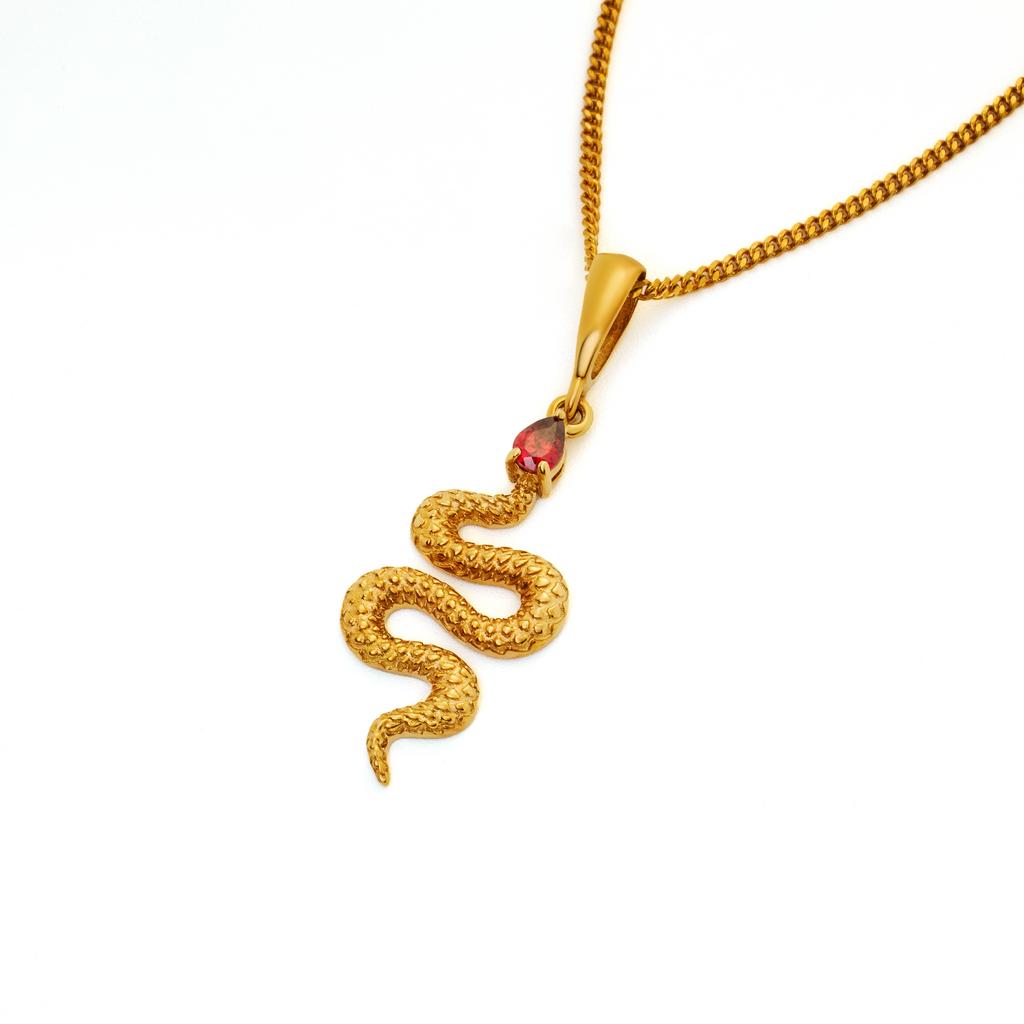 PREMIUM COLLECTION: Подвеска NARNI со змейкой с гранатовым фианитом