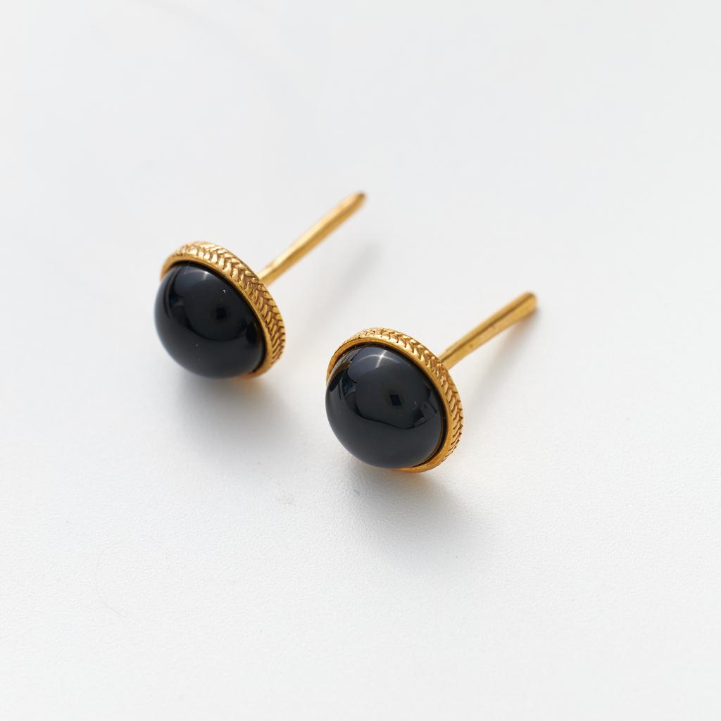 PREMIUM COLLECTION: Серьги SARDEGNA mini с черным агатом