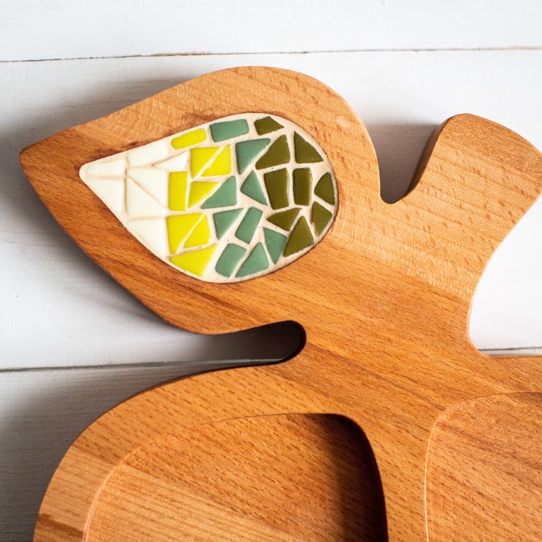 Менажница буковая с мозаикой «Яблоко»