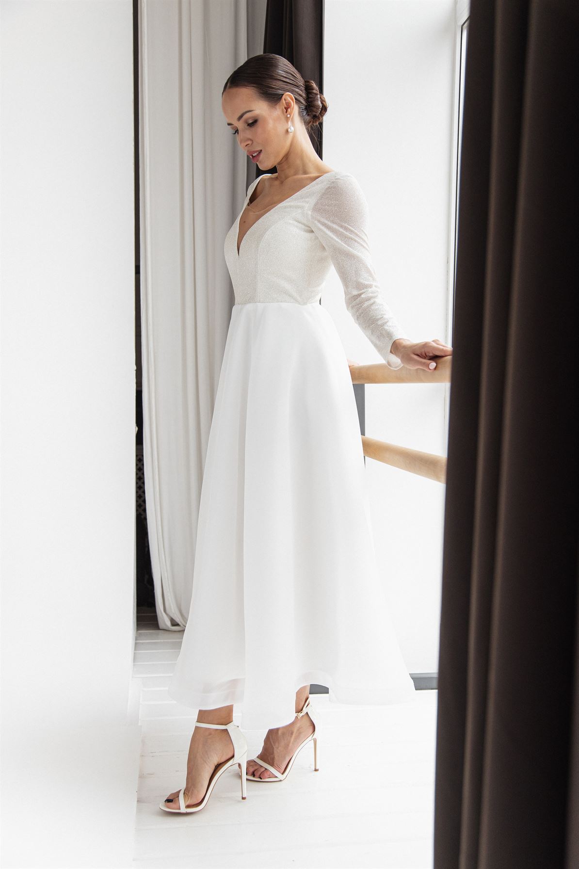 Свадебное платье Стар миди органза