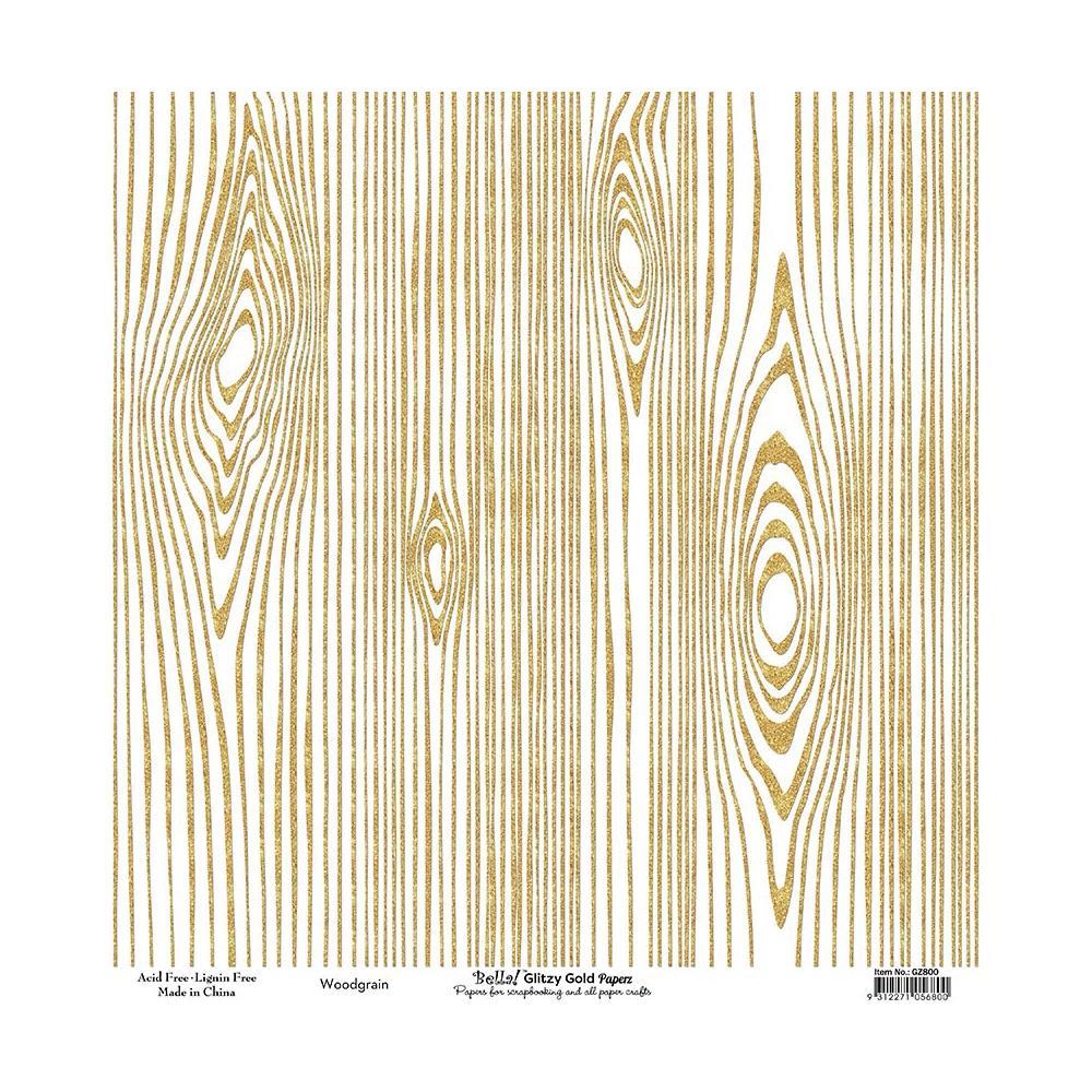 Кардсток с глиттером Bella! Glitzy - Woodgrain