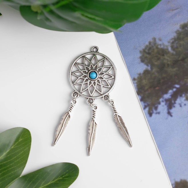 Подвеска "Ловец снов с камнем" серебро