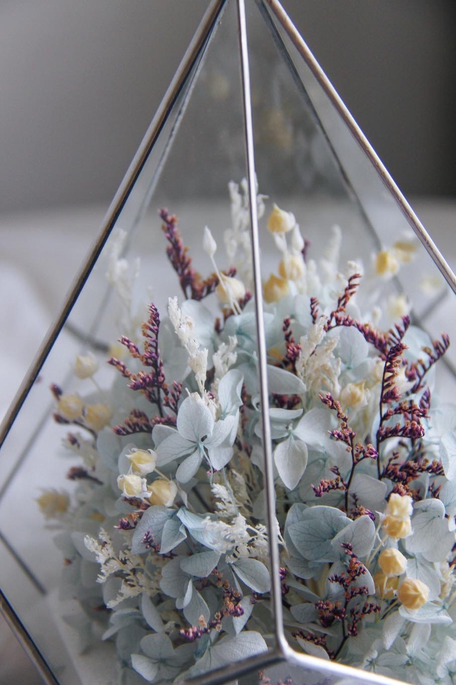флорариум с сухоцветами Нежно-голубая гортензия