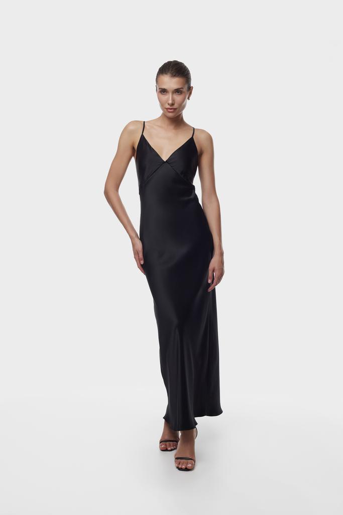 Платье-комбинация из натурального шелка в черном цвете