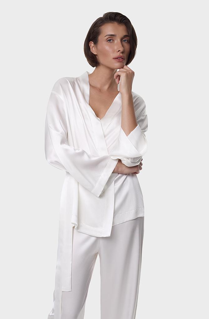 Шелковое кимоно белое