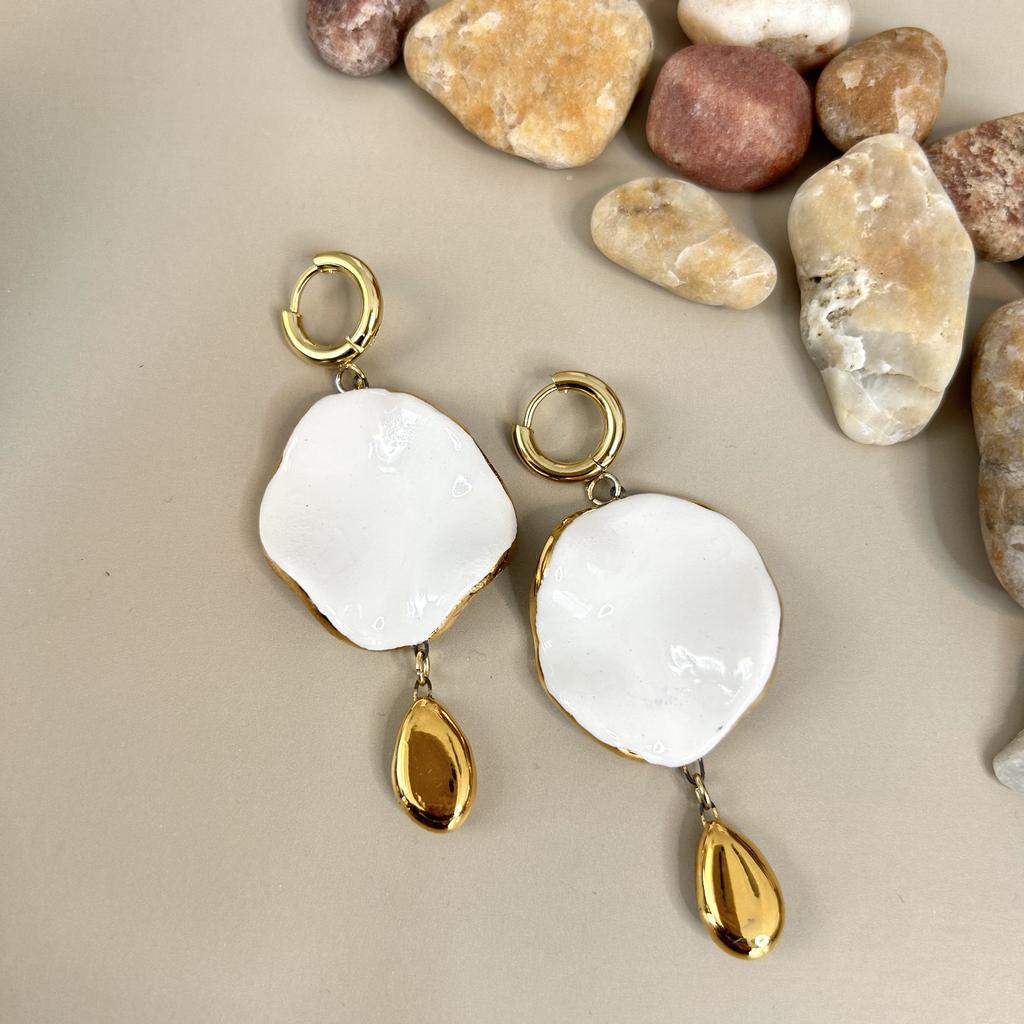 Серьги мятые круг-капля