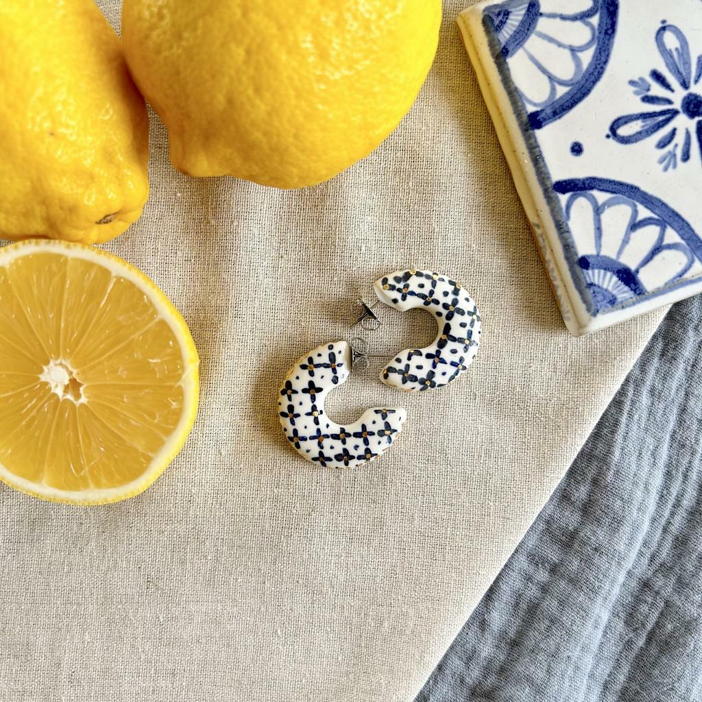 Серьги Полукольца в стиле плитки