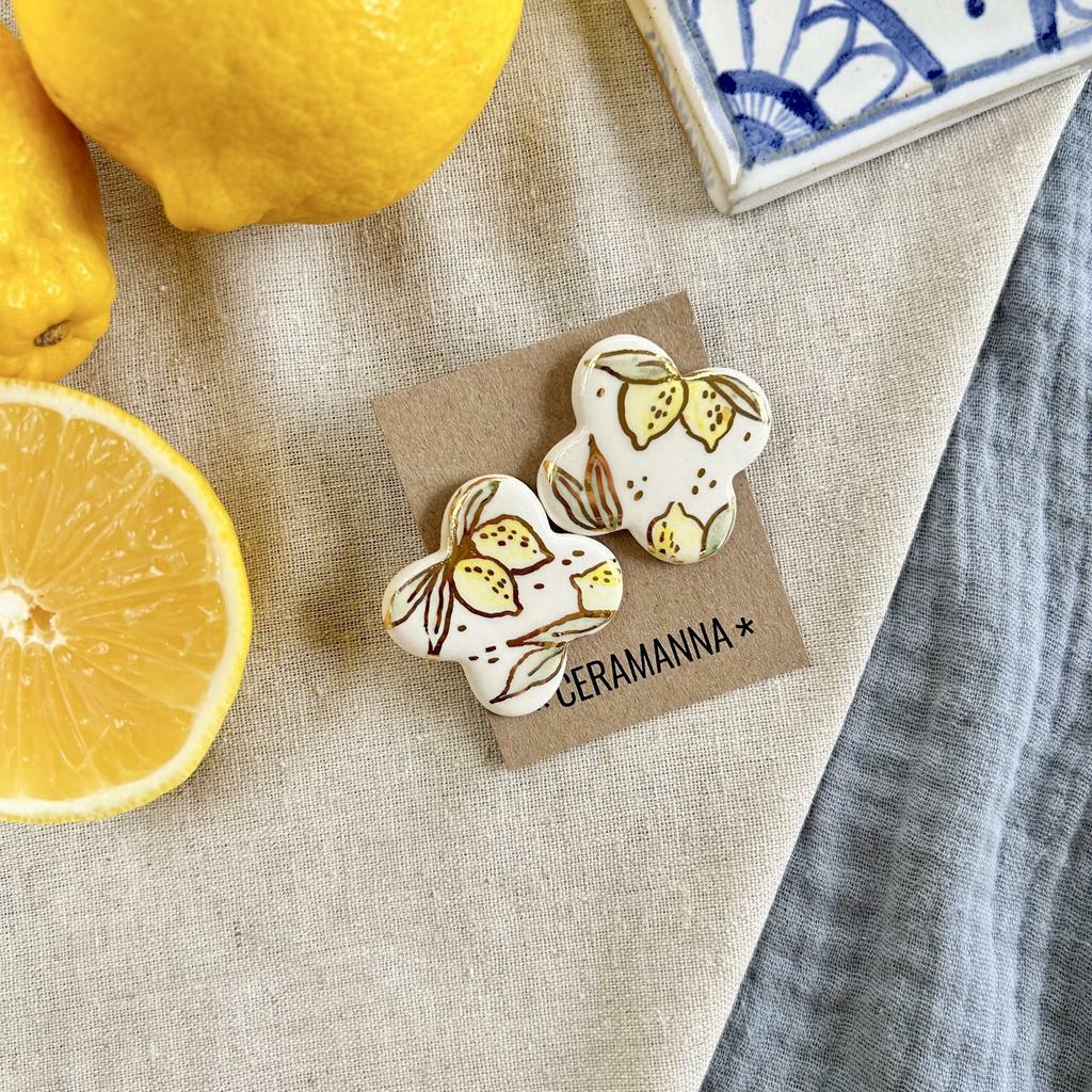 Серьги клевер Лимонный сад