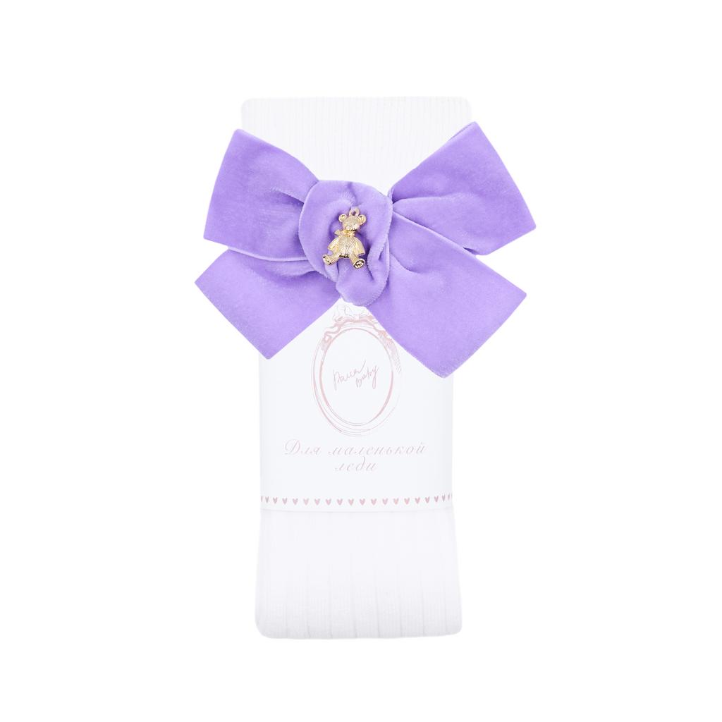 Гольфы RIB "Золотой мишка" цвет: белый/сиреневый