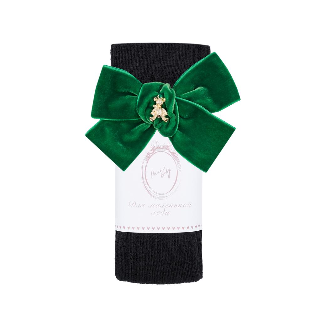 Гольфы RIB "Золотой мишка" цвет:  чёрные/зеленый