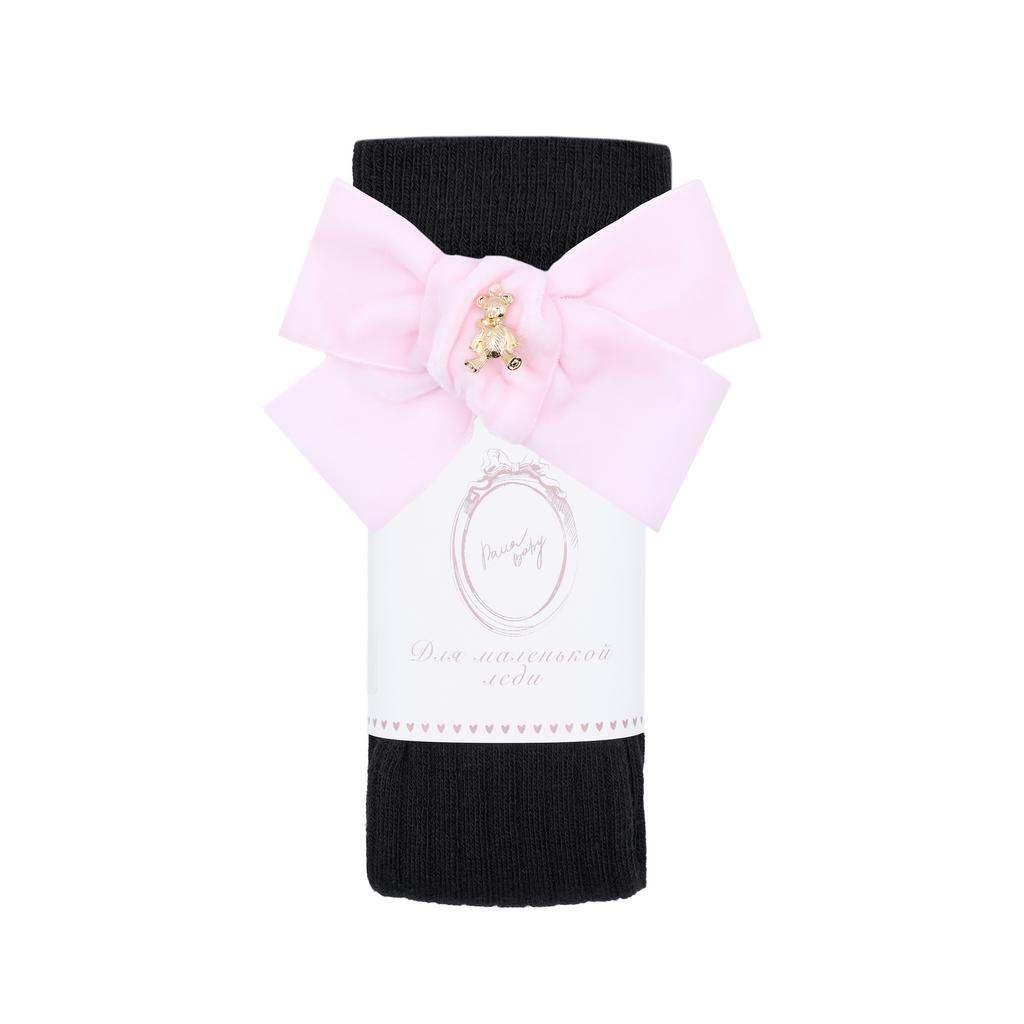 Гольфы RIB "Золотой мишка" цвет:  чёрные/нежно-розовый