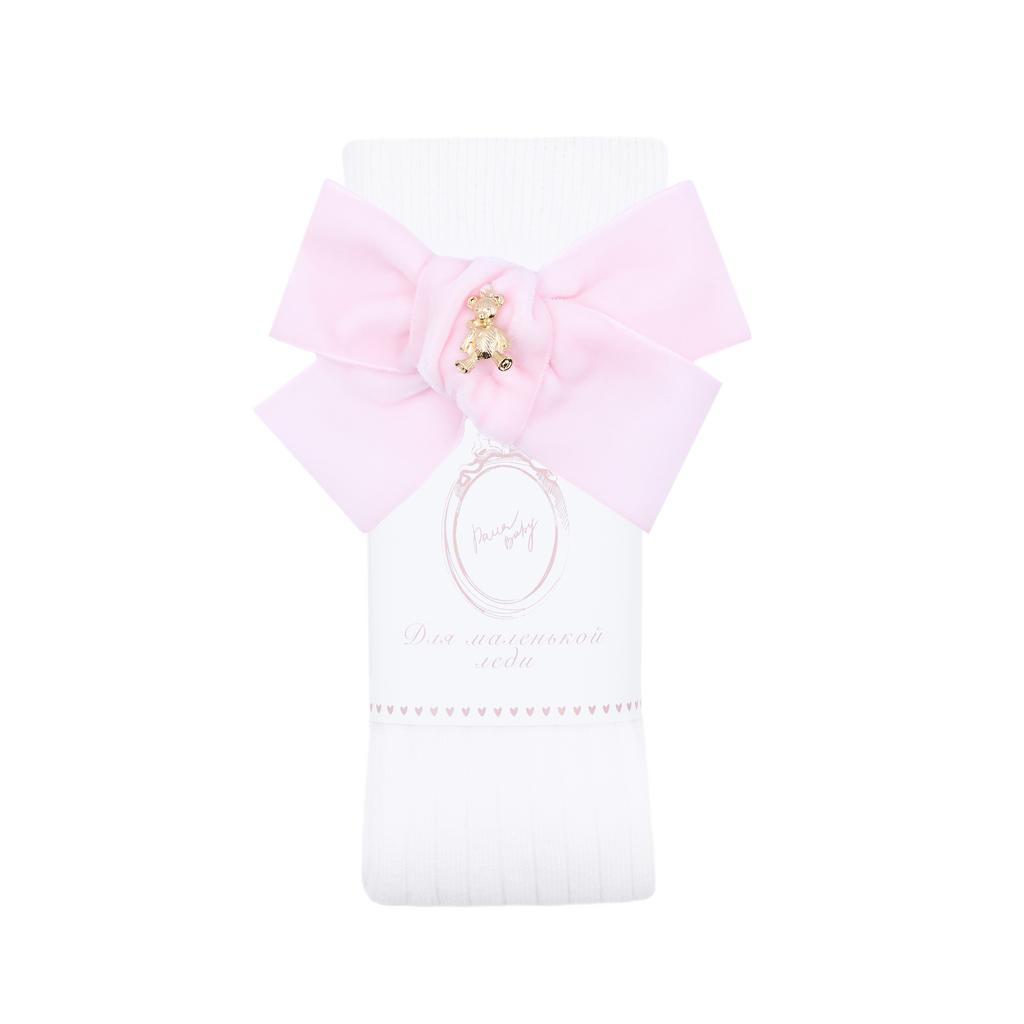 Гольфы RIB "Золотой мишка" цвет: белый/ нежно-розовый