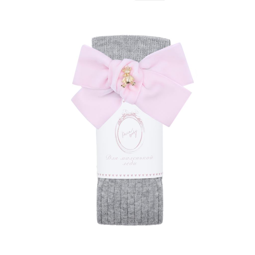 Гольфы RIB "Золотой мишка" цвет: серый/ нежно-розовый