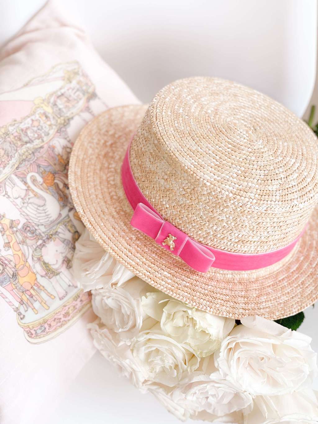 Шляпа-канотье "Золотой мишка" цвет: розовый