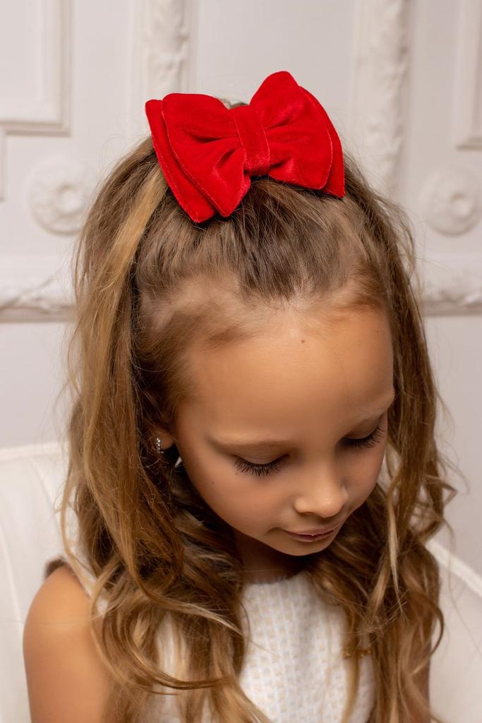 Бант на заколке Velvet Red, размер S