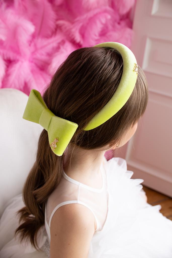 Подарочный набор бархатный ободок + бархатная заколка Betty цвет: лайм