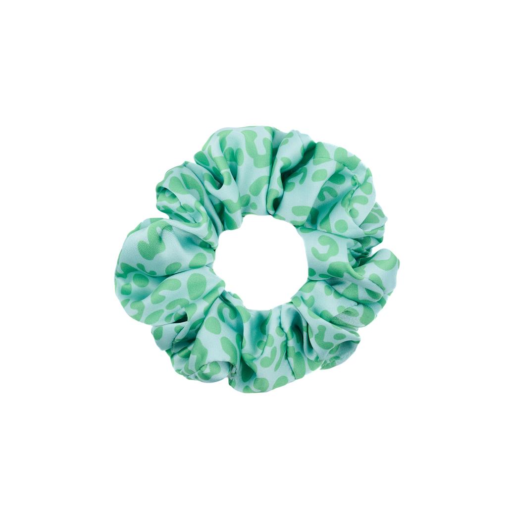 Скранч-резинка шелковая "Leopard Green" цвет: зеленый