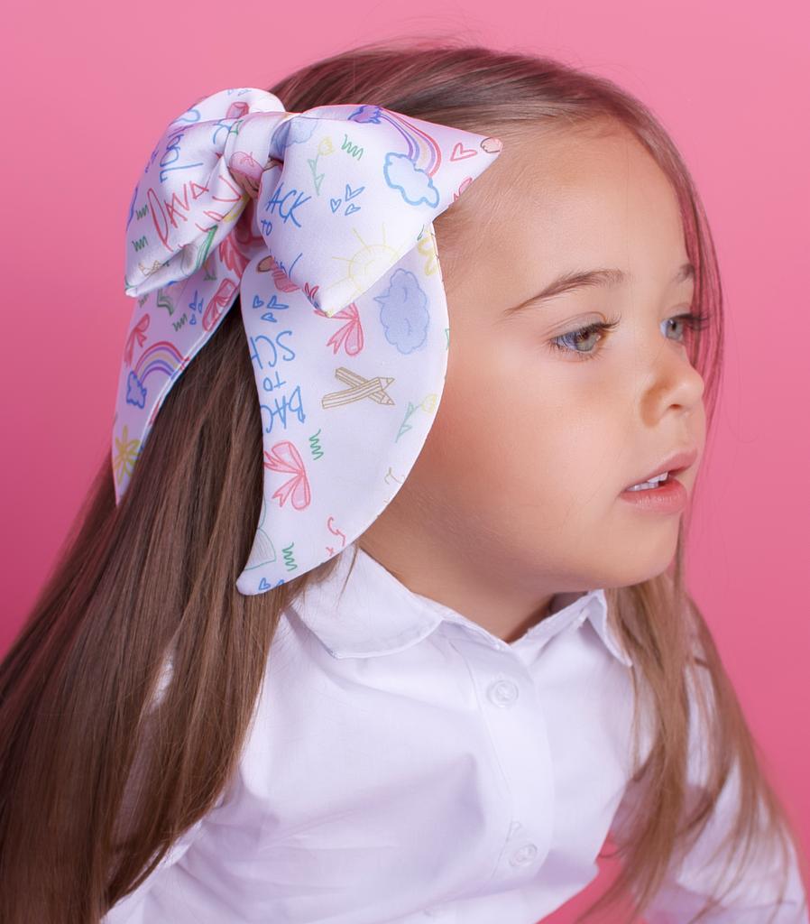 Бант на заколке «Lovely School Print Pink »